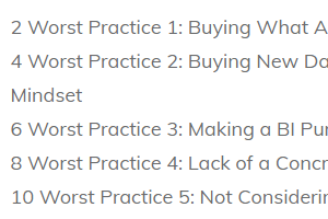 Top Six Worst Practices in Business Intelligence